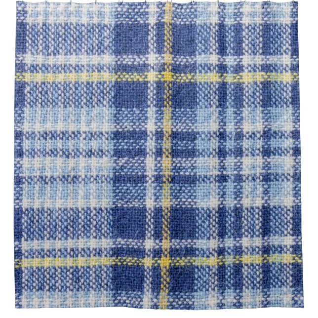 Rideaux De Douche Tartan jaune bleu : Plaid tendance (Devant)