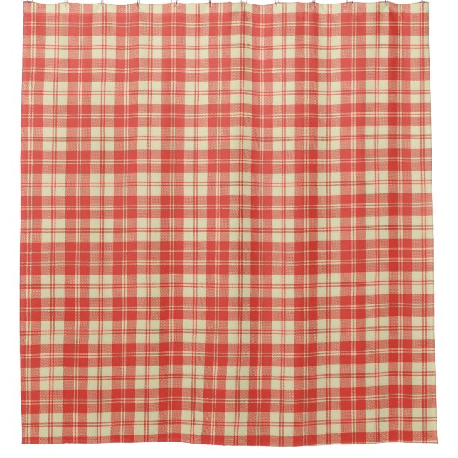 Rideaux De Douche Tartan plaid de clan rouge et blanc (Devant)