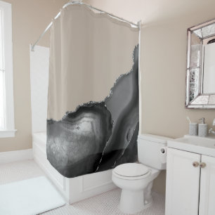 Rideaux De Douche Taupe gris argenté Tan Agate Pierre