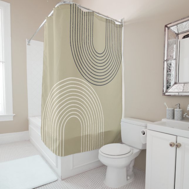 Rideaux De Douche Taupe Neutre Minimaliste (En situation)