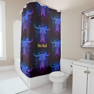 Rideaux De Douche Taurus moderne bleu étoilé "No Bull"