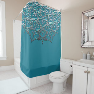 Rideaux De Douche Teal et Marocain minimal élégant de mandala