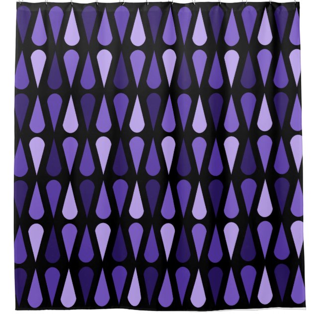 Rideaux De Douche Teardrops du milieu du siècle rétro Indigo noir (Devant)