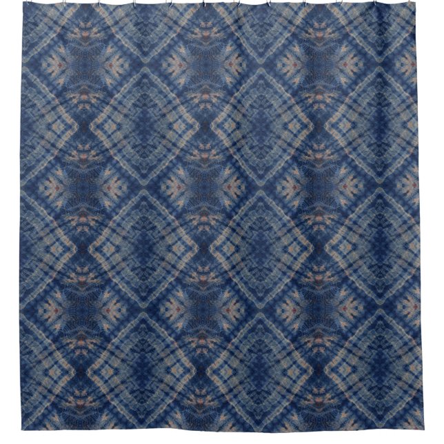 Rideaux De Douche Teinture à tarte bleu foncé Style Motif traditionn (Devant)