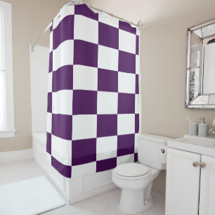 Rideaux De Douche Téméraire de À damiers royale violet et blanche