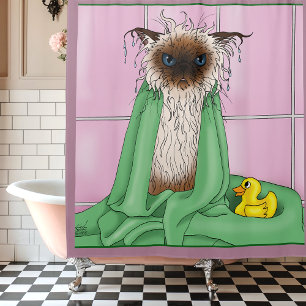 Rideaux De Douche Temps de bain Siamese Chat