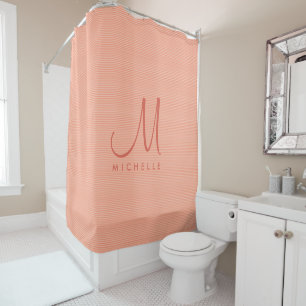 Rideaux De Douche Tendance moderne Nom initial Monogram Modèle Peach