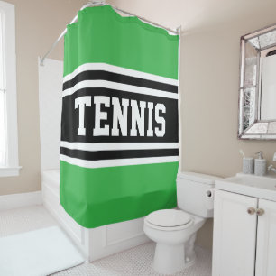 Rideaux De Douche TENNIS Vert Clair Noir Blanc Rayures de Course