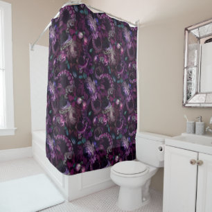 Rideaux De Douche Tentacle Gothique Rose Foncé Avec Fleurs