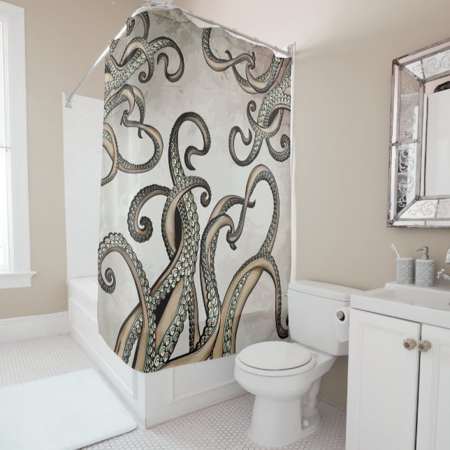 Rideaux De Douche Tentacles Monstre de la mer Kraken (En situation)