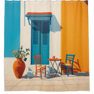 Rideaux De Douche Terrasse méditerranéenne Bliss