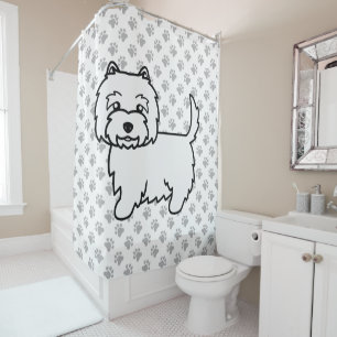 Rideaux De Douche Térrier West Highland blanc Chien de dessin animé