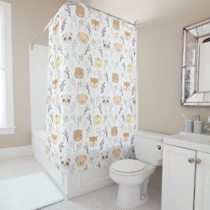 Rideaux De Douche Tête D'Animal Adorable Et Motif Floral