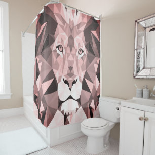 Rideaux De Douche Tête de lion géométrique Rose Royale