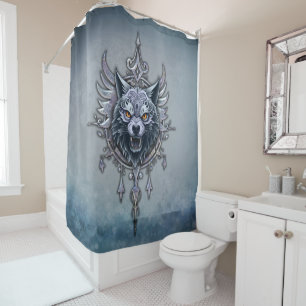 Rideaux De Douche Tête de loup mystique.