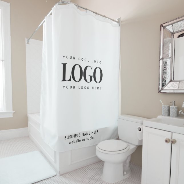 Rideaux De Douche Texte du logo de l'entreprise personnalisée (En situation)