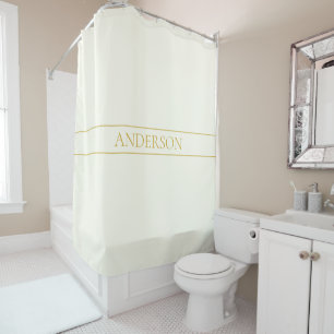 Rideaux De Douche Texte personnalisable simple et élégant   Or blanc