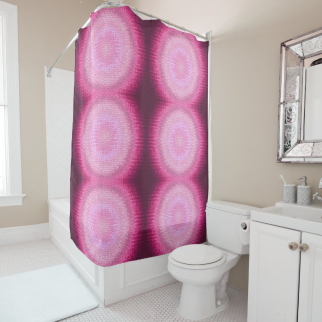 Rideaux De Douche Texture abstraite de rose de vitrage de cercle (En situation)