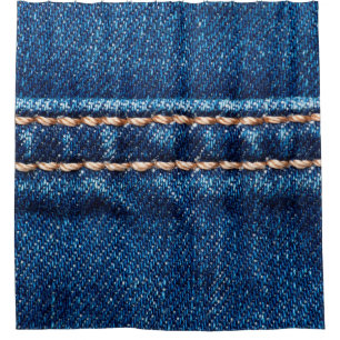 Rideaux De Douche Texture de denim bleu avec couture, Jeans