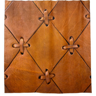Rideaux De Douche Texture en cuir, détails de selvage naturel.