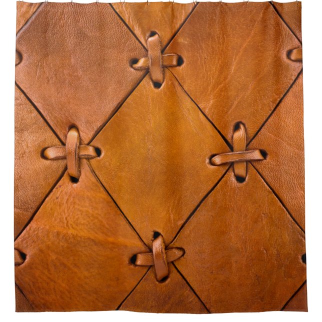 Rideaux De Douche Texture en cuir, détails de selvage naturel. (Devant)