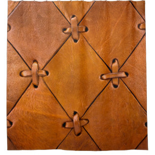 Rideaux De Douche Texture en cuir, détails de selvage naturel.