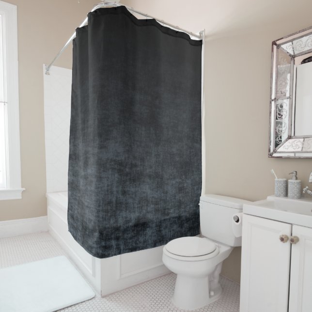 Rideaux De Douche Texture Ombre Grunge Noir et Gris (En situation)