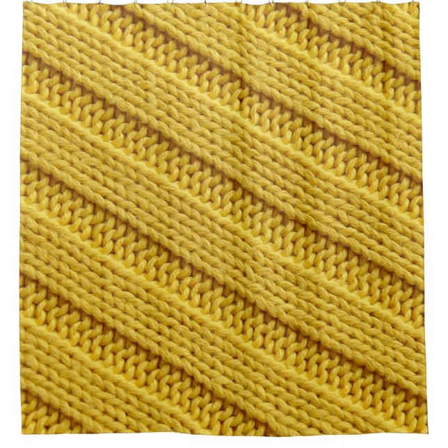 Rideaux De Douche Texture textile tricotée colorée. Jaune. (Devant)