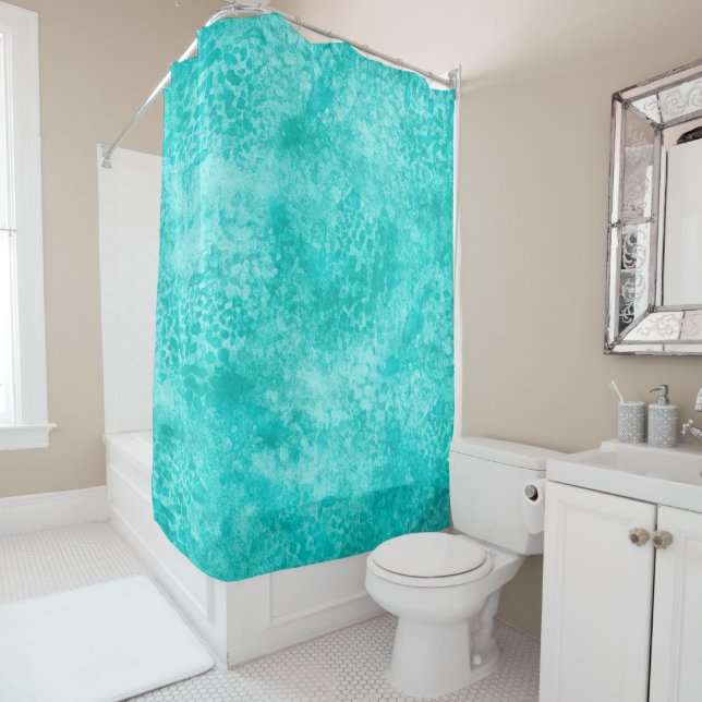 Rideaux De Douche Texture verte de la Monnaie Bleue (En situation)