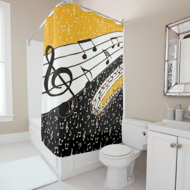 Rideaux De Douche Thème de musique d'or (En situation)