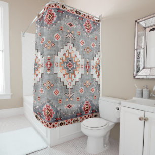 Rideaux De Douche Threads intemporels : Patrimoine Boho Geometry mar