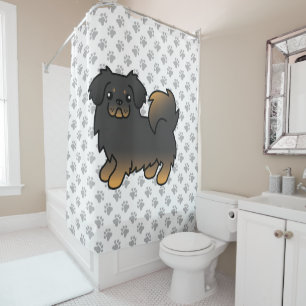 Rideaux De Douche Tibétain Spaniel noir et feu Chien de dessin animé