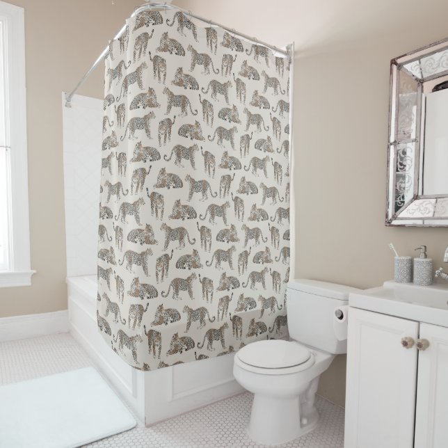 Rideaux De Douche Tiger animal rose moderne (En situation)