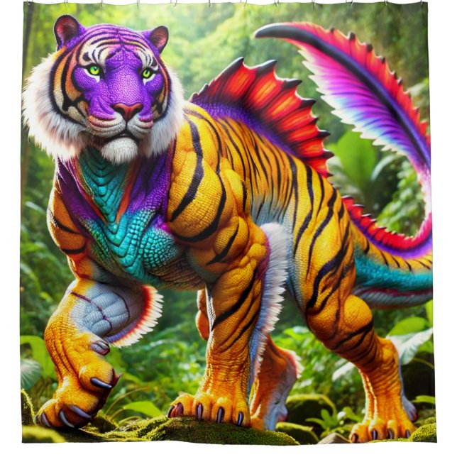 Rideaux De Douche Tiger Dinosaur (Devant)