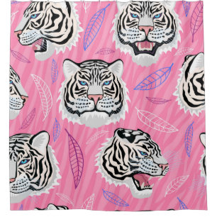 Rideaux De Douche Tigre blanc : Jungle Motif de la forêt tropicale