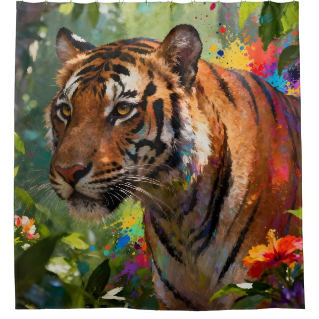 Rideaux De Douche Tigre dans la jungle (Devant)