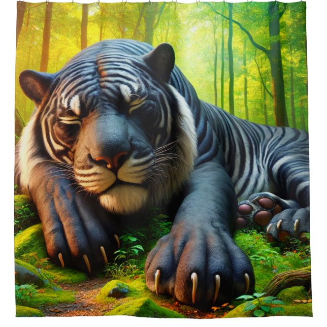 Rideaux De Douche Tigre noir et blanc (Devant)