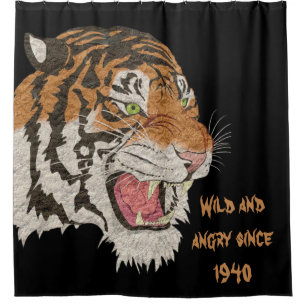 Rideaux De Douche Tigre sauvage et en colère depuis 1940 Brown noir