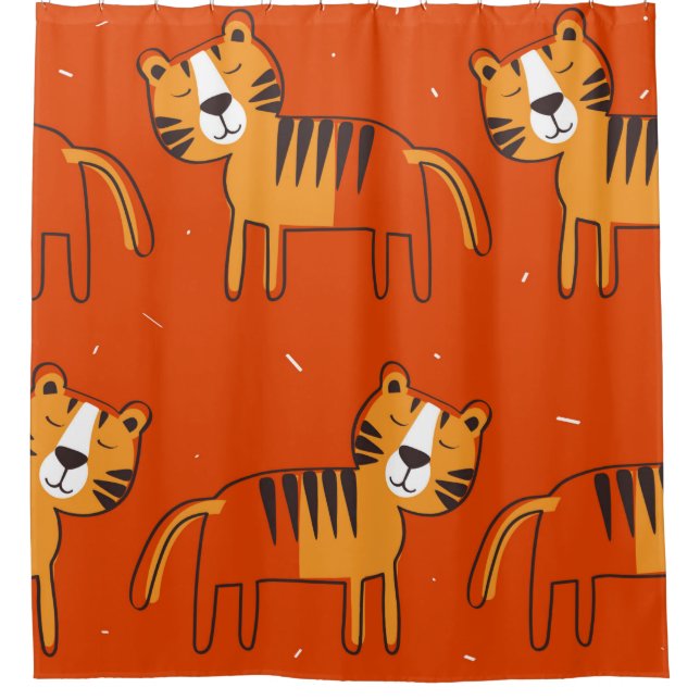 Rideaux De Douche Tigres, toile de fond dessinée à la main. Pat tran (Devant)