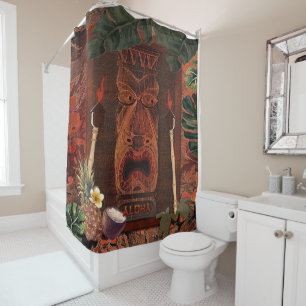 Rideaux De Douche Tiki Aloha Hawaïen Rustique Tropical Vintage Île
