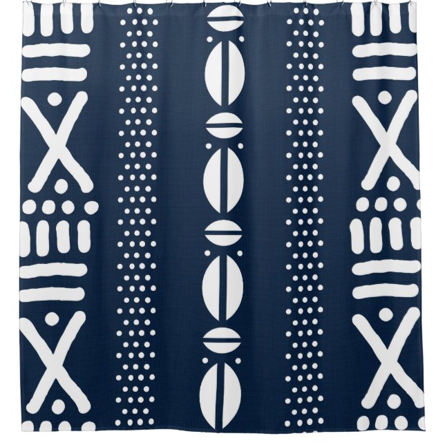 Rideaux De Douche Tissu bleu Denim Boue Style Douche africaine ridea (Devant)