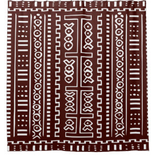 Rideaux De Douche Tissu Brown et blanc de boue