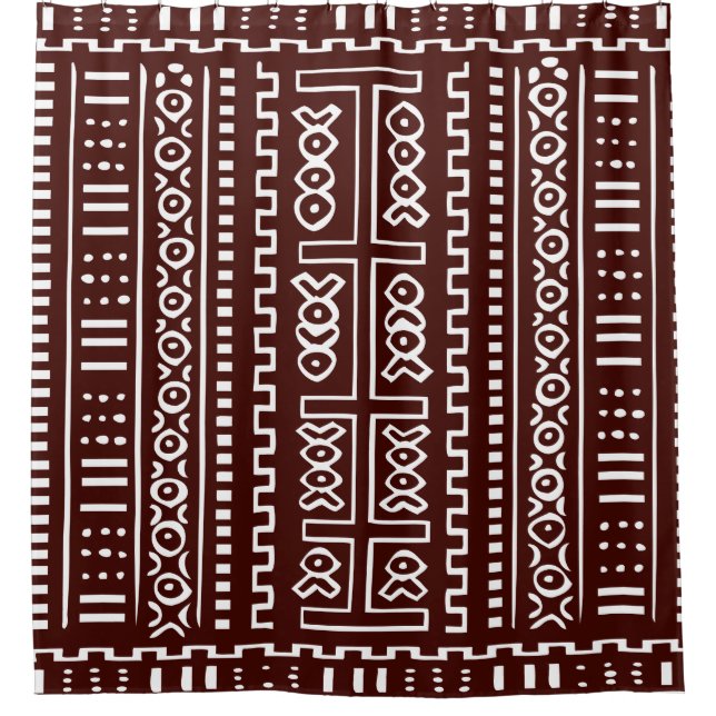 Rideaux De Douche Tissu Brown et blanc de boue (Devant)