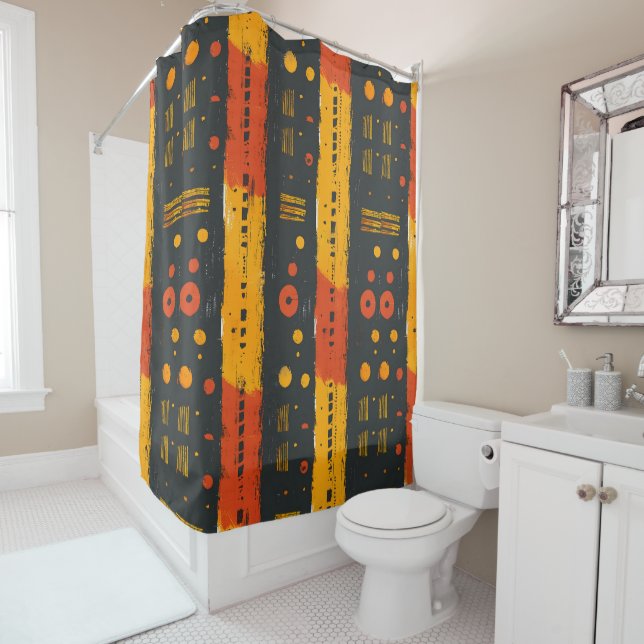 Rideaux De Douche Tissu de boue africain (En situation)