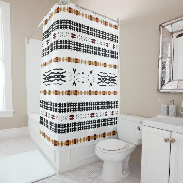 Rideaux De Douche Tissu de boue tribal  (En situation)