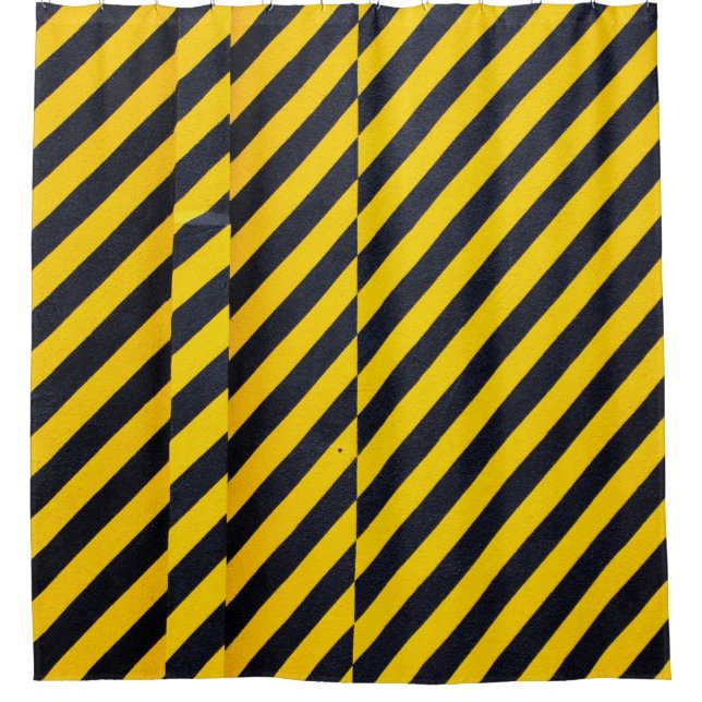 Rideaux De Douche Tissu rayé jaune et noir (Devant)