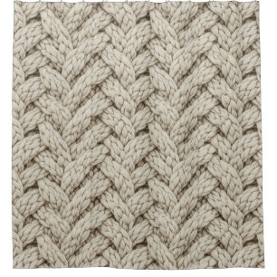 Rideaux De Douche Tissu Tricoté Fil Tressé – Beige Chaud (2)