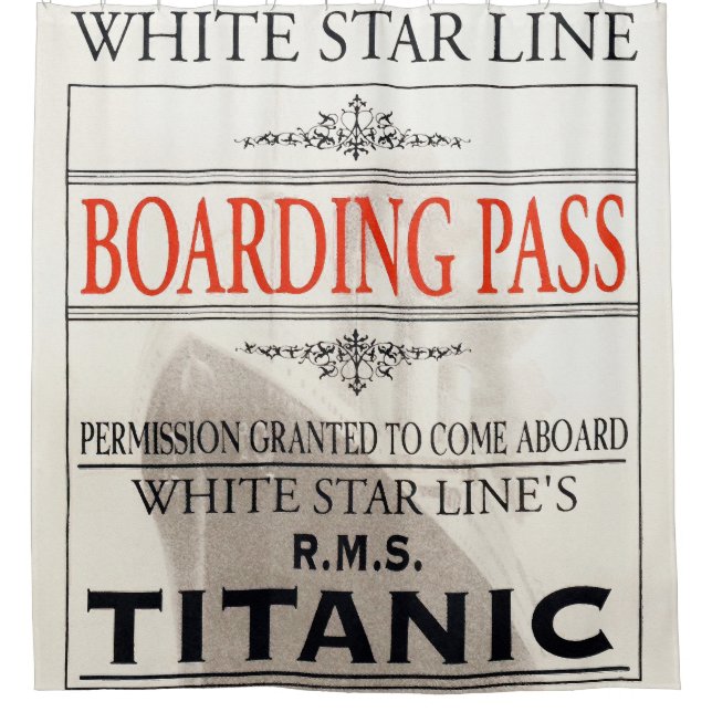 Rideaux De Douche Titanic White Star Line Embarquement Pass (Devant)