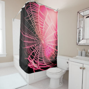 Rideaux De Douche Toile d'araignée rose noir créatif effrayant