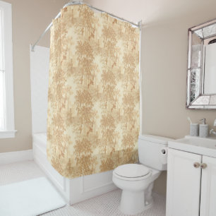 Rideaux De Douche Toile Tan Paysage vintage avec Urnes et Colonnes